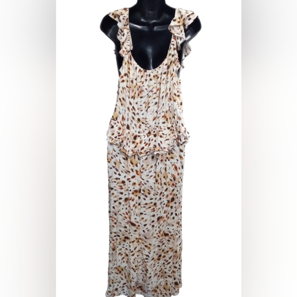 Sofia Vergara Dress XL Maxi Spotted Blousen Style Queen Anne Neckline  Travel - Picture 3 of 14